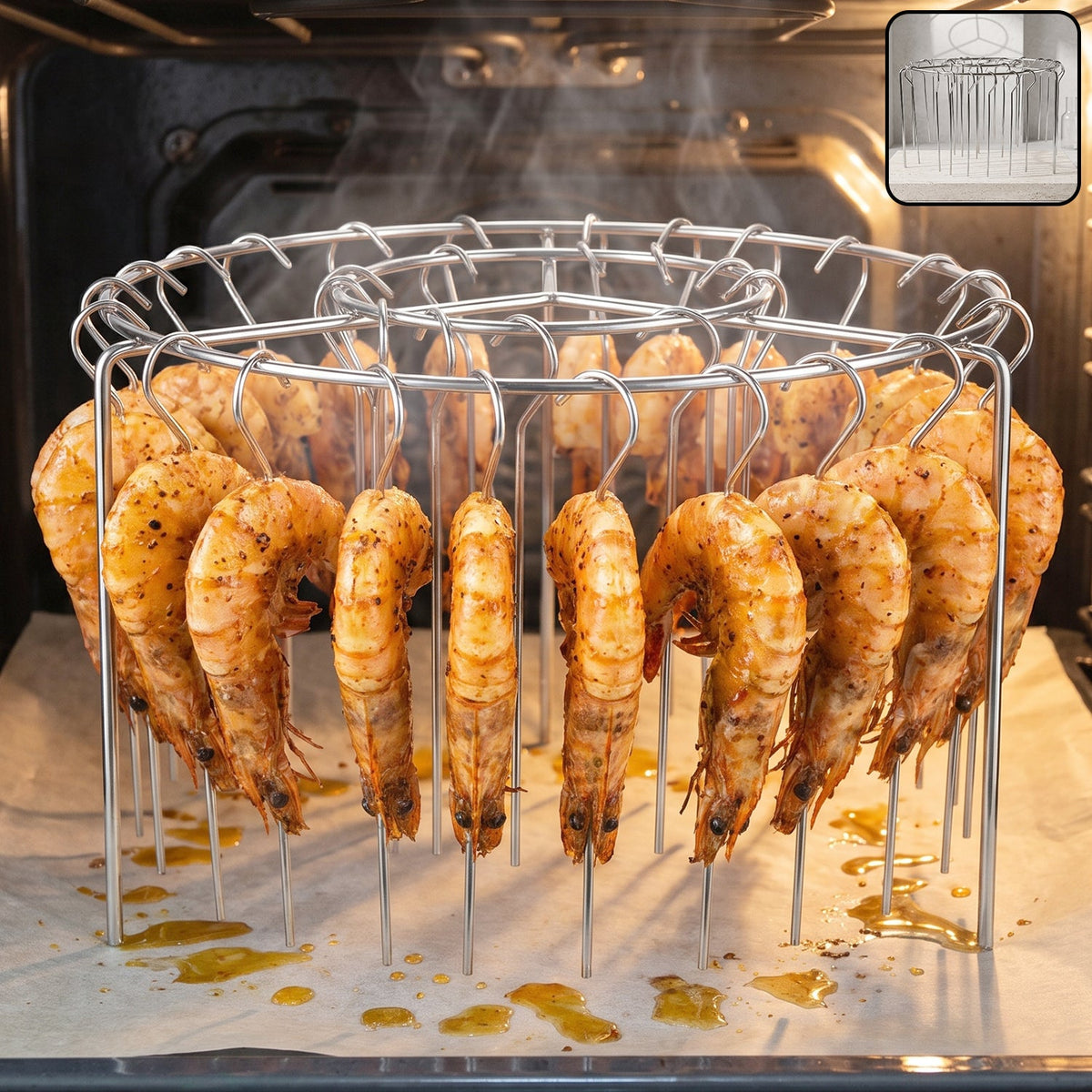 Air fryer skewer stand, stainless steel BBQ kebab rack holder (1 set) Main image