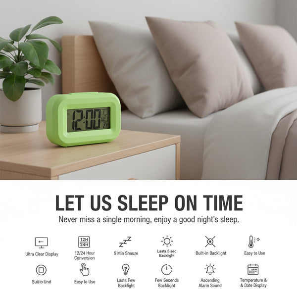 Modern digital alarm clock with clear and easy-to-read digital display