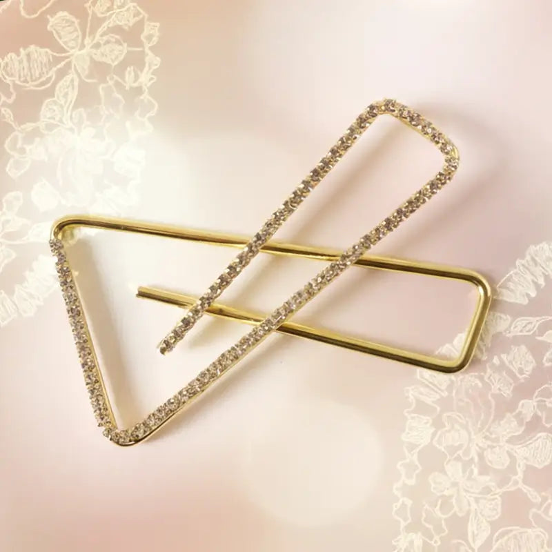 Premium Golden Crystal Triangle Saree Safety Pin Brooch for Dupatta, Shawl & Scarf Styling (1 Pc)