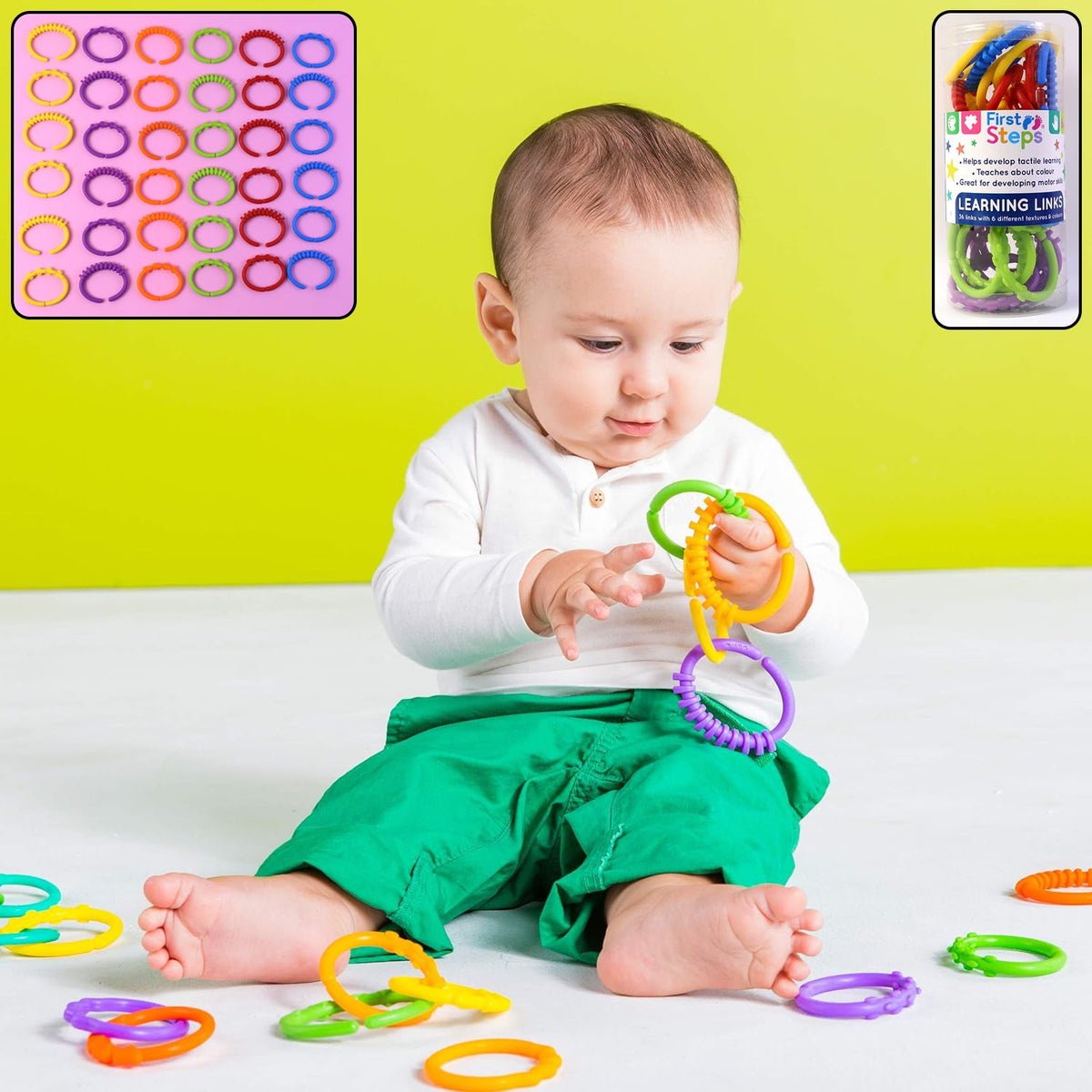 Colorful baby learning links educational toy set with interlocking rings Main image