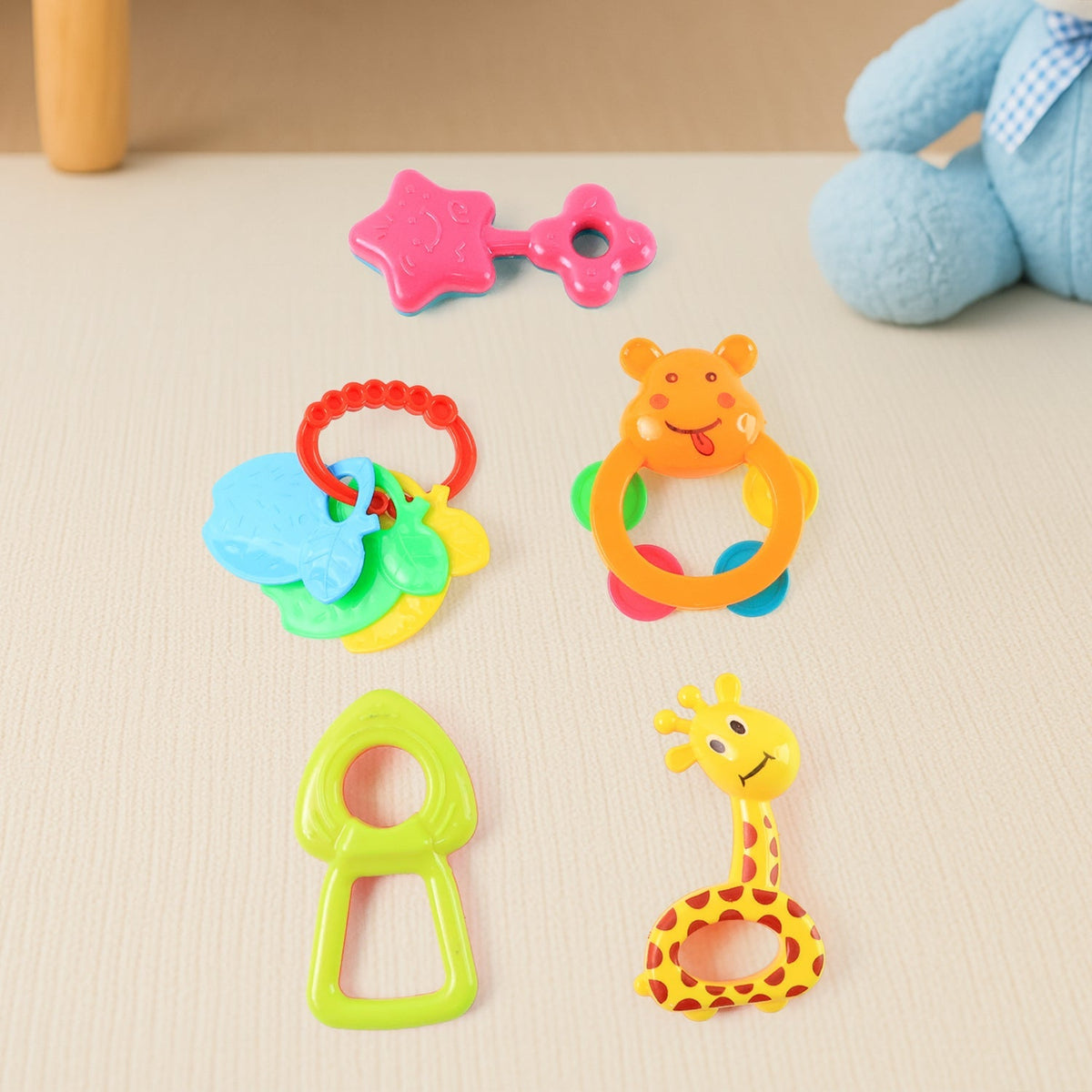 Colorful baby rattle toys set with five pieces for infant sensory play Main image