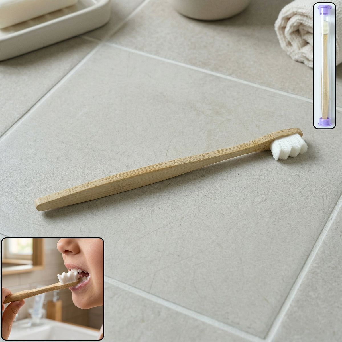 Eco-friendly wooden toothbrush with soft bristles and natural handle Main image