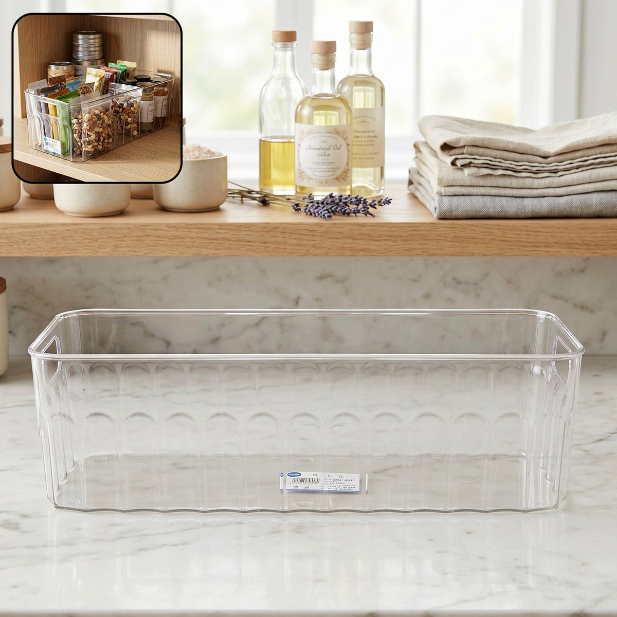 Clear plastic fridge organizer basket Main image