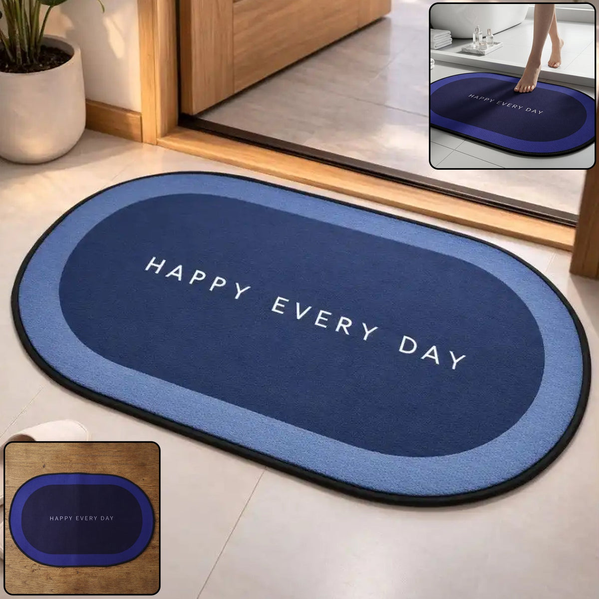 Super absorbent bathroom floor mat oval Main image