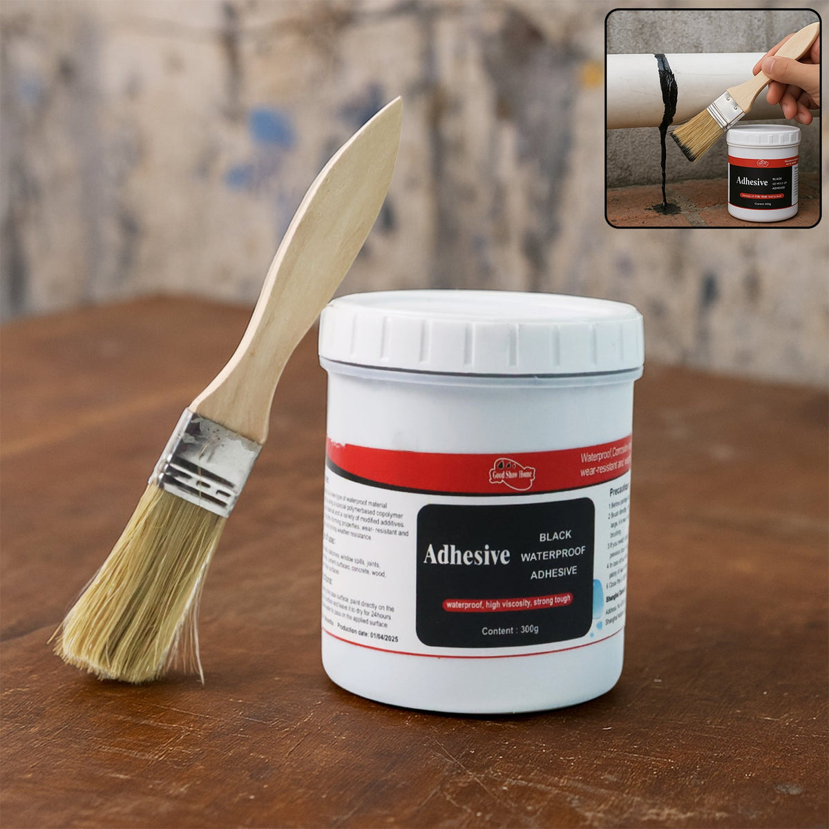 Black waterproof adhesive paste tube for leak sealing and repairs Main image