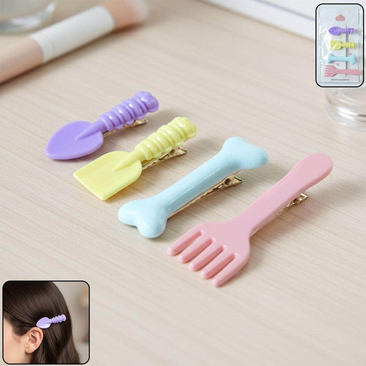 Cartoon food shaped hair clip featuring a bone design Main image