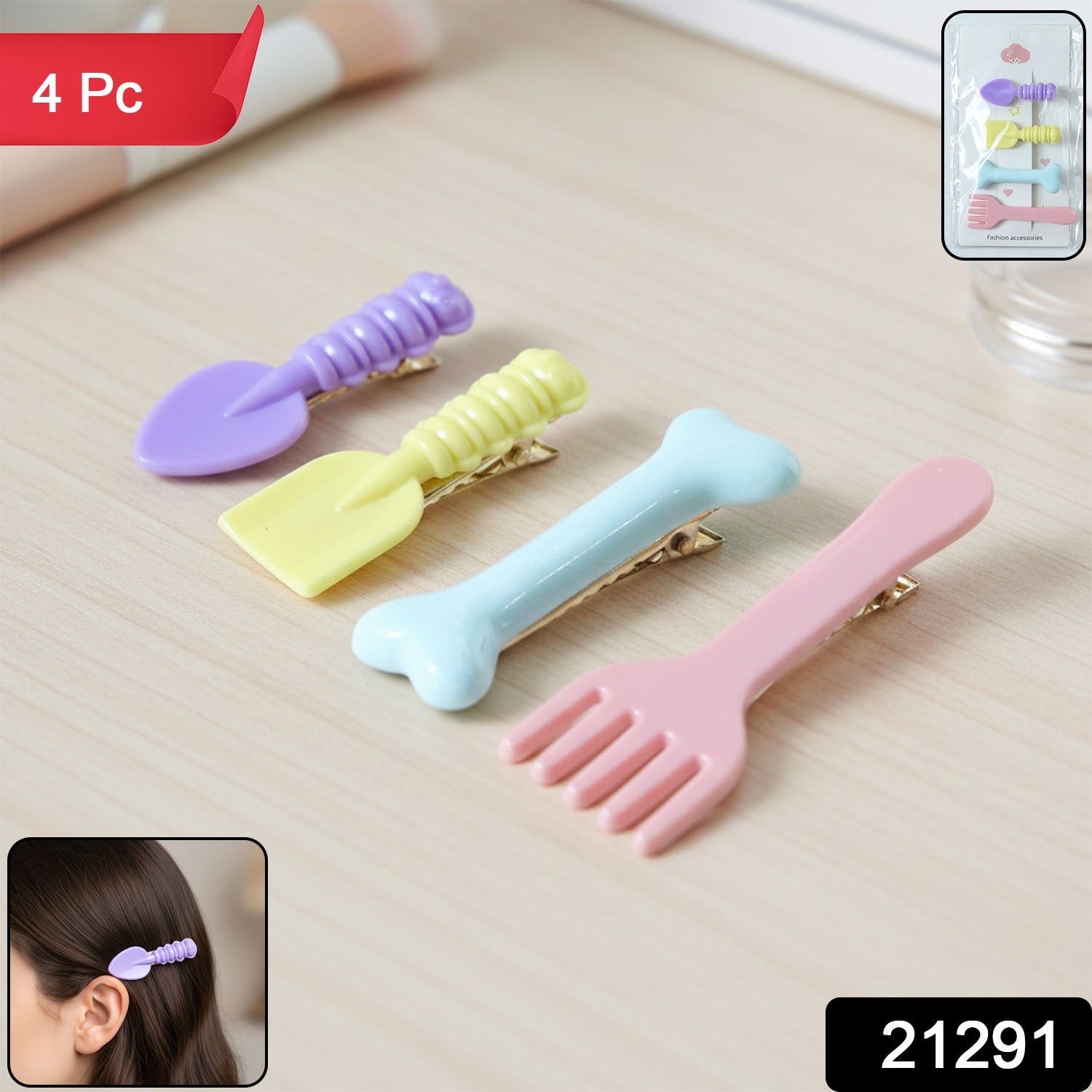 Cartoon Food Hair Clips Set – Cute & Durable Kids Hair Accessories Secondary image