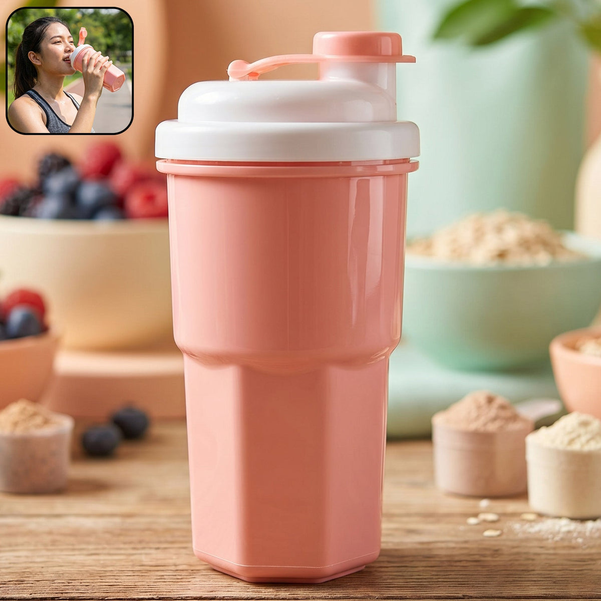 protein shaker tumbler 400ml with flip lid for gym and travel Main image