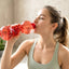 Front view of 550ML dumbbell shaped water bottle made of durable plastic