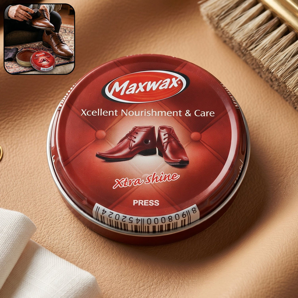 Brown shoe polish cream for leather footwear shine Main image