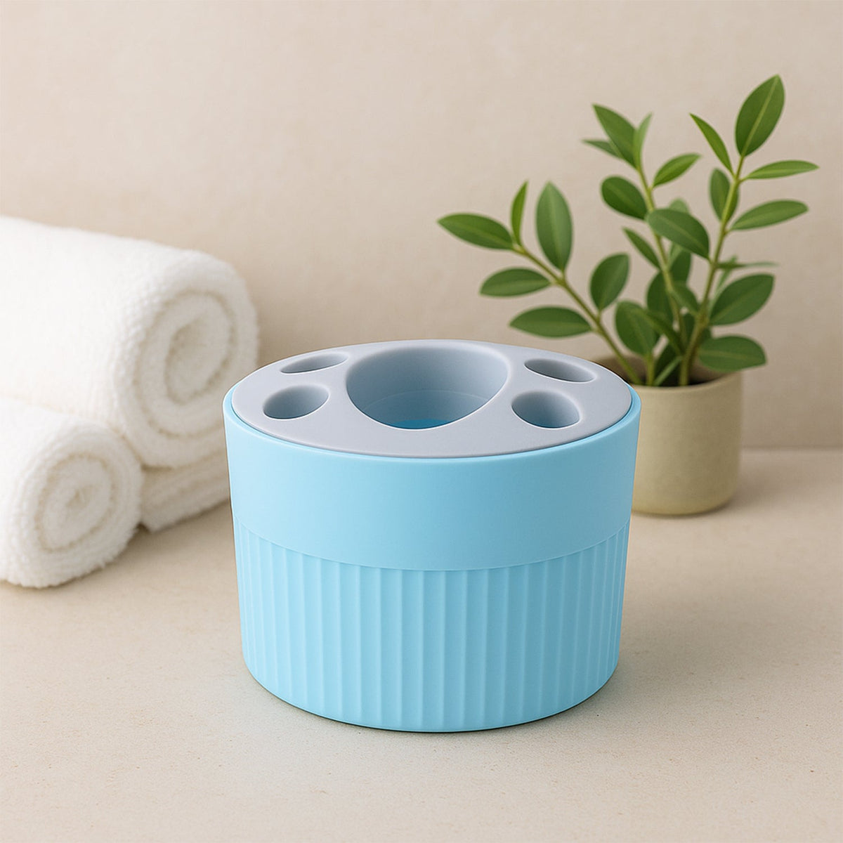 Durable bathroom toothbrush holder stand with 5 organized slots Main image