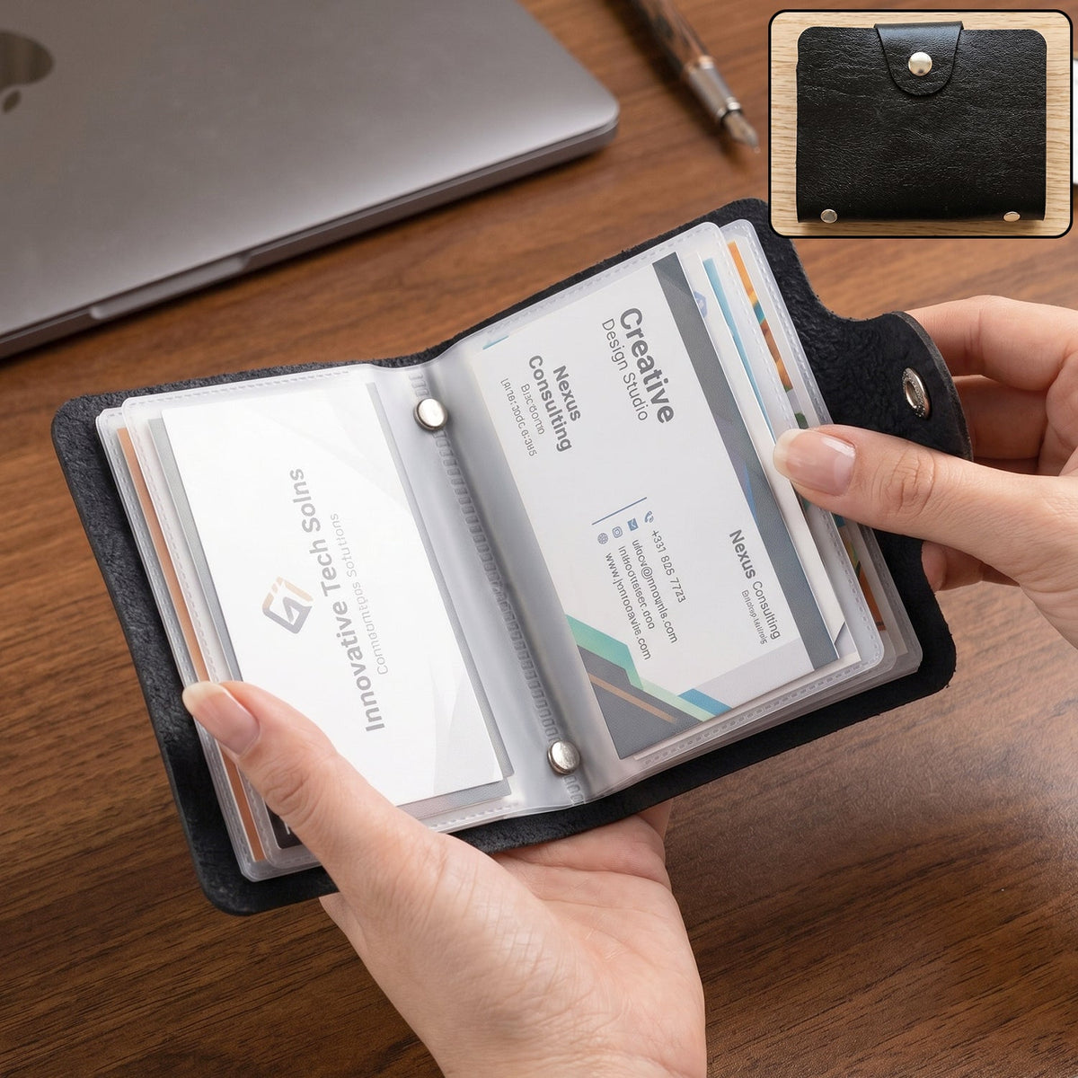 Slim PU leather pocket card holder wallet Main image