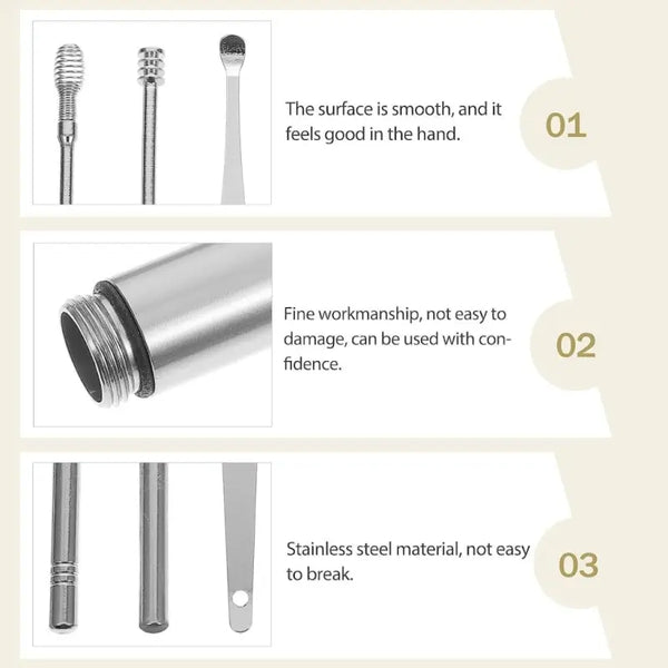 6 in 1 Ear Wax Cleaner Set – Stainless Steel Ear Cleaning Tools with Storage Case