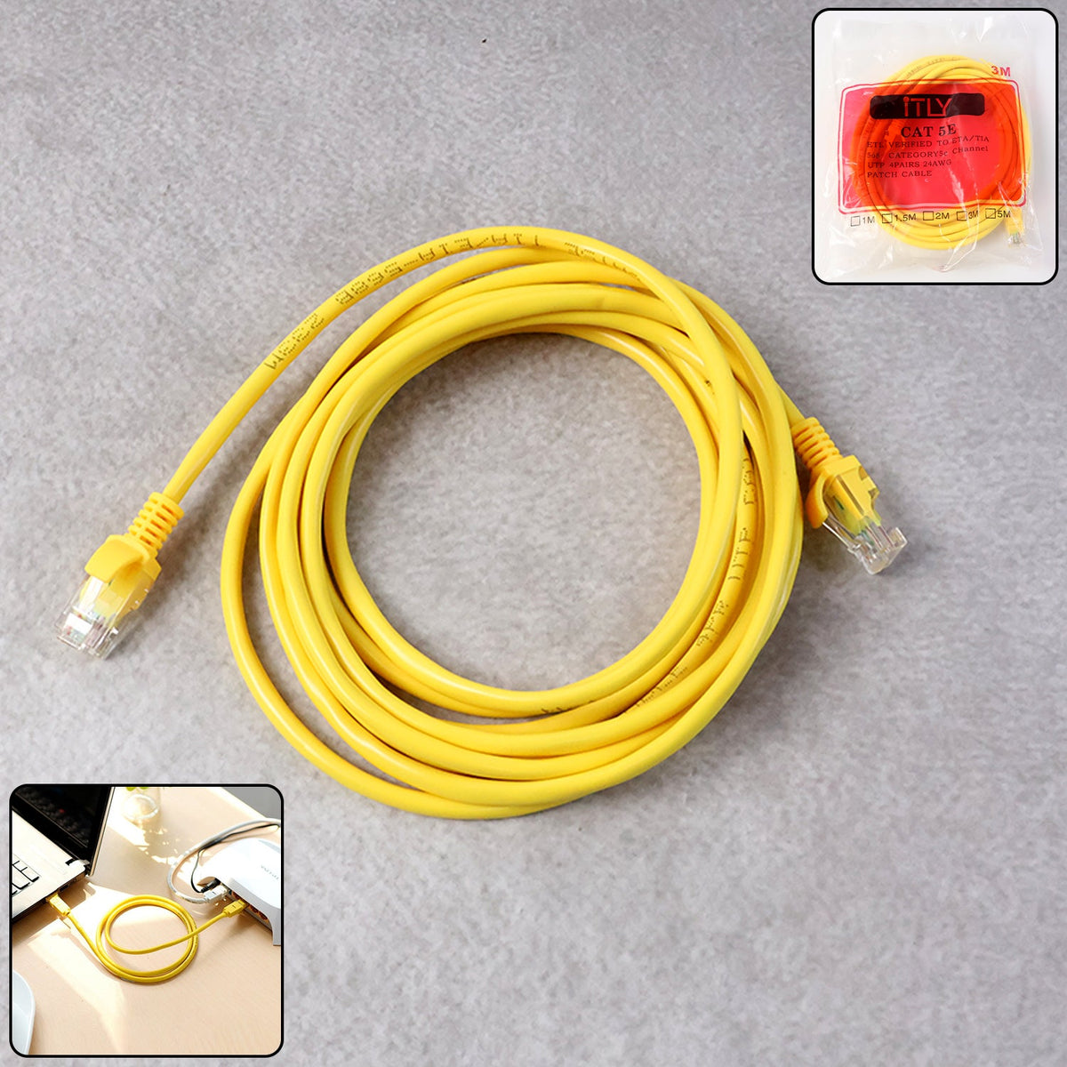 3 Meter CAT 5E Ethernet Cable with gold-plated RJ45 connector for reliable network Main image