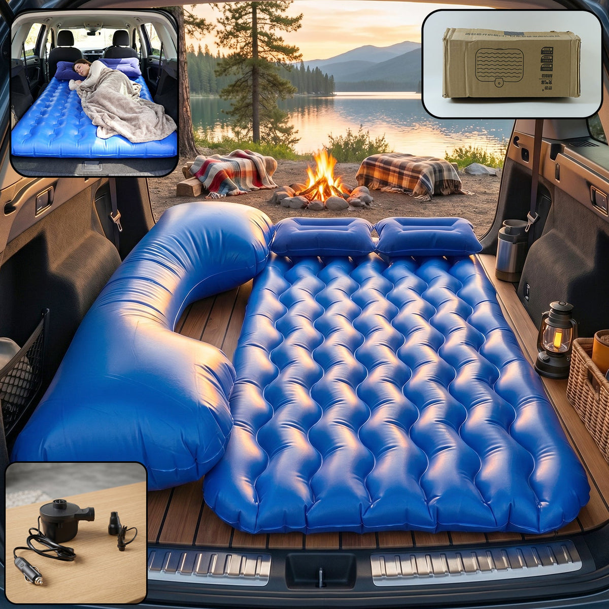 Inflatable car air mattress bed set designed for travel comfort Main image
