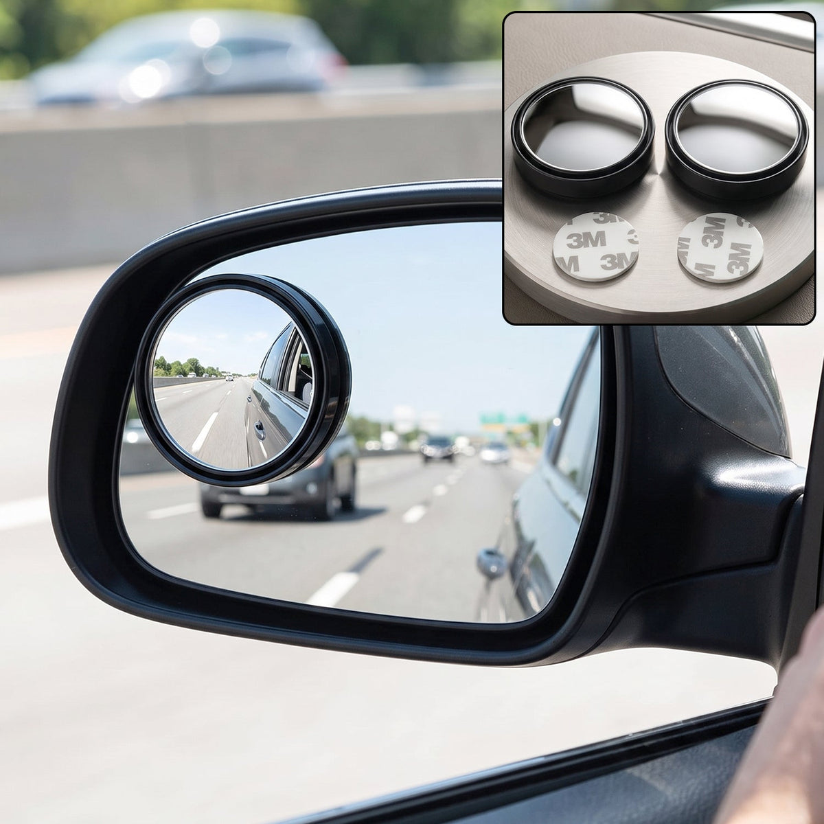 Round Blind Spot Mirror Wide Angle Rear View for Car 360 Degree (2 Pc Set) Main image