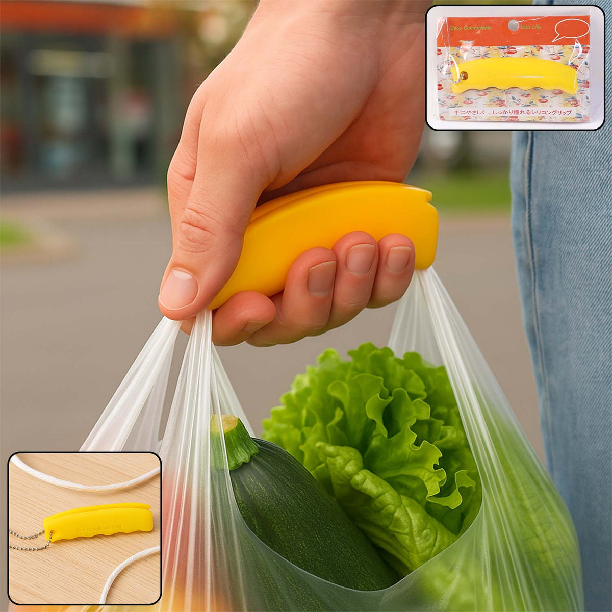 Silicone Bag Carrier in a vibrant colour, designed for comfortable shopping. Main image