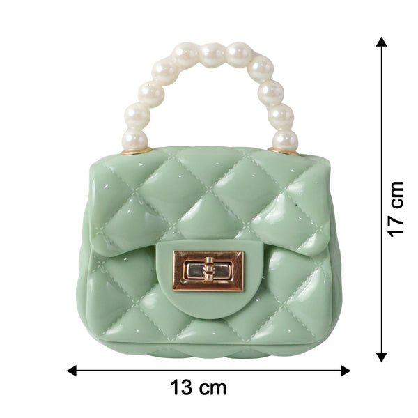 Compact quilted mini handbag with secure front lock closure