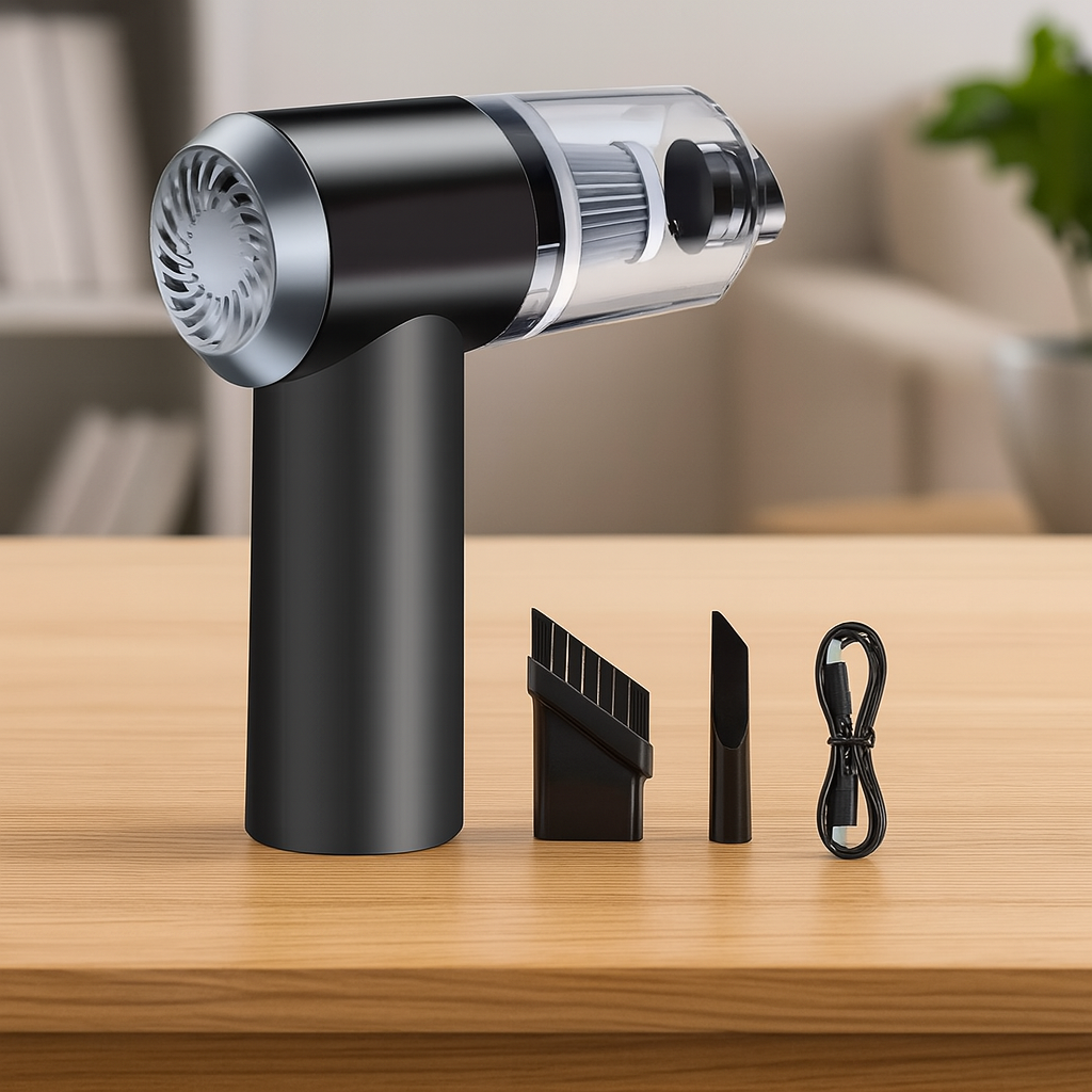Wireless handheld vacuum cleaner showing its sleek, compact design. Main image