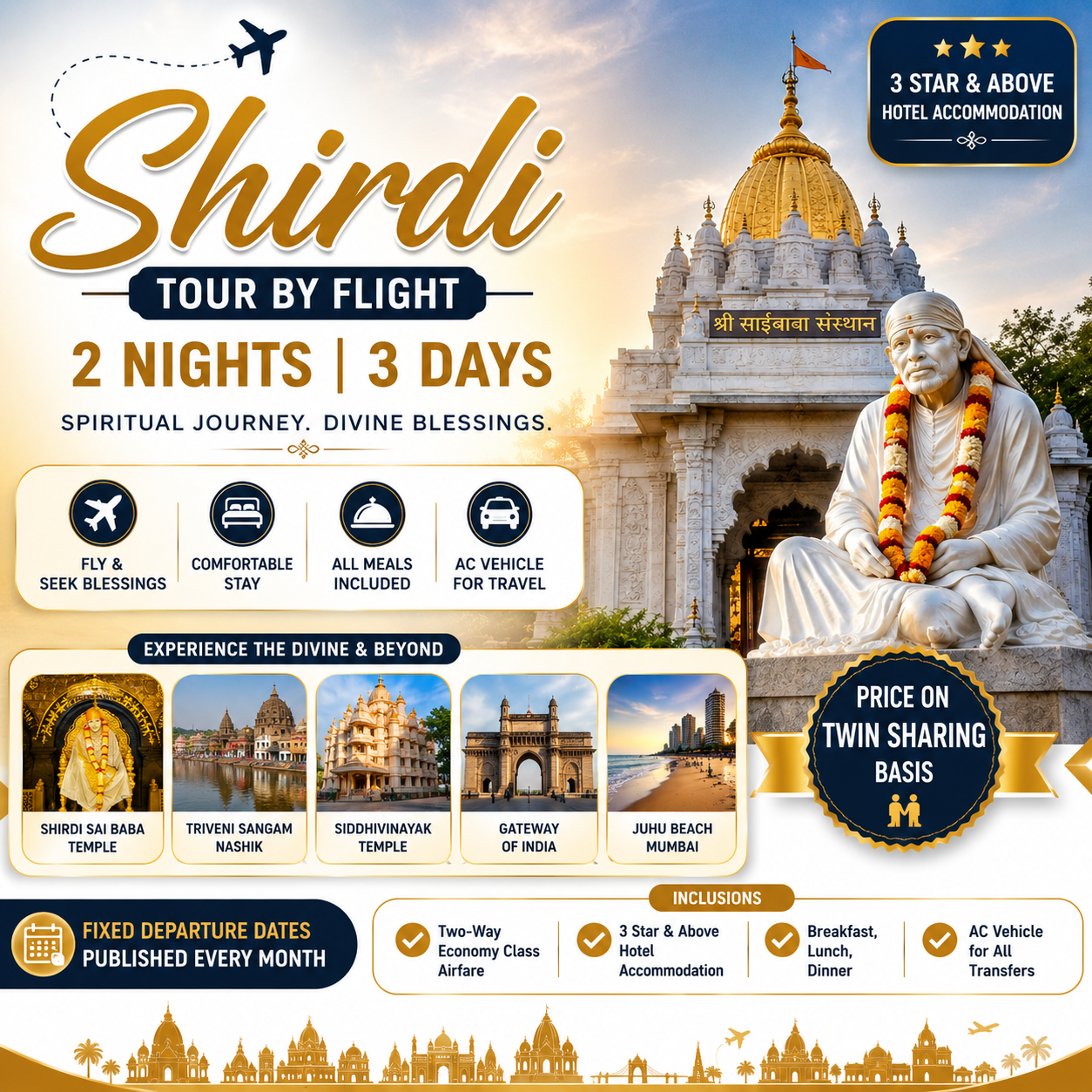 Shirdi Tour by Flight – 2 Nights / 3 Days | Shirdi, Nashik & Mumbai Pilgrimage Package Secondary image