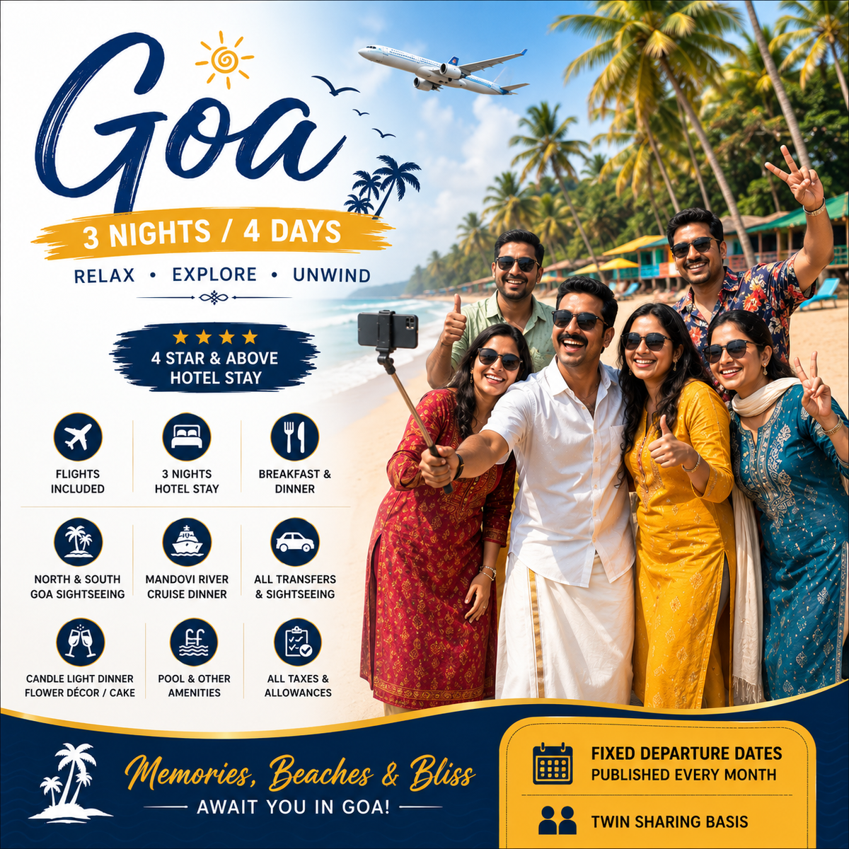 Goa Getaway – Fly, Relax & Explore | 3N/4D Premium Holiday Package Main image