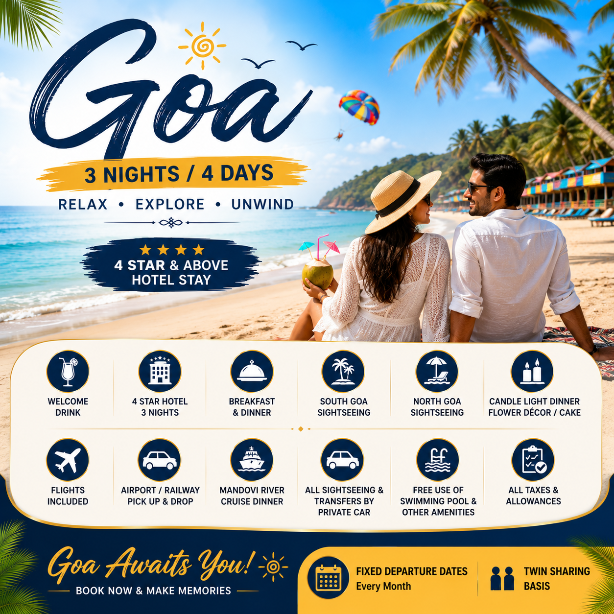 Goa Getaway – Fly, Relax & Explore | 3N/4D Premium Holiday Package Secondary image
