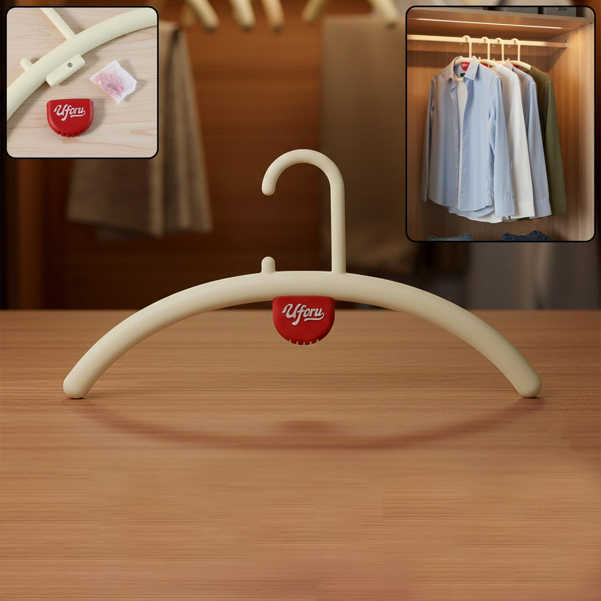 Anti-slip plastic clothes hanger with built-in fragrance holder for wardrobe organization Main image