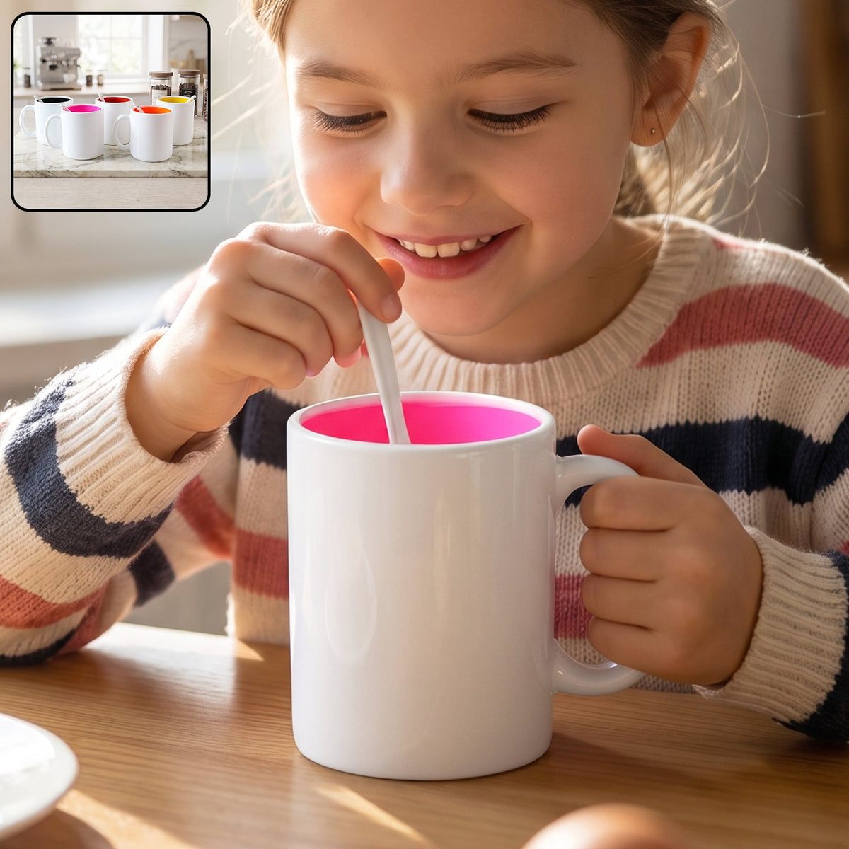 Coffee Mug with Spoon – Designer, Lead-Free Ceramic | Tidy Table Main image
