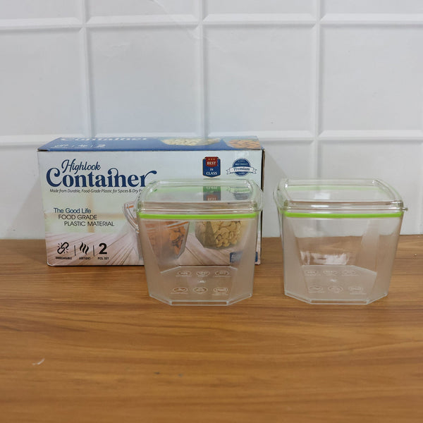 Food storage containers in use holding nuts and spices