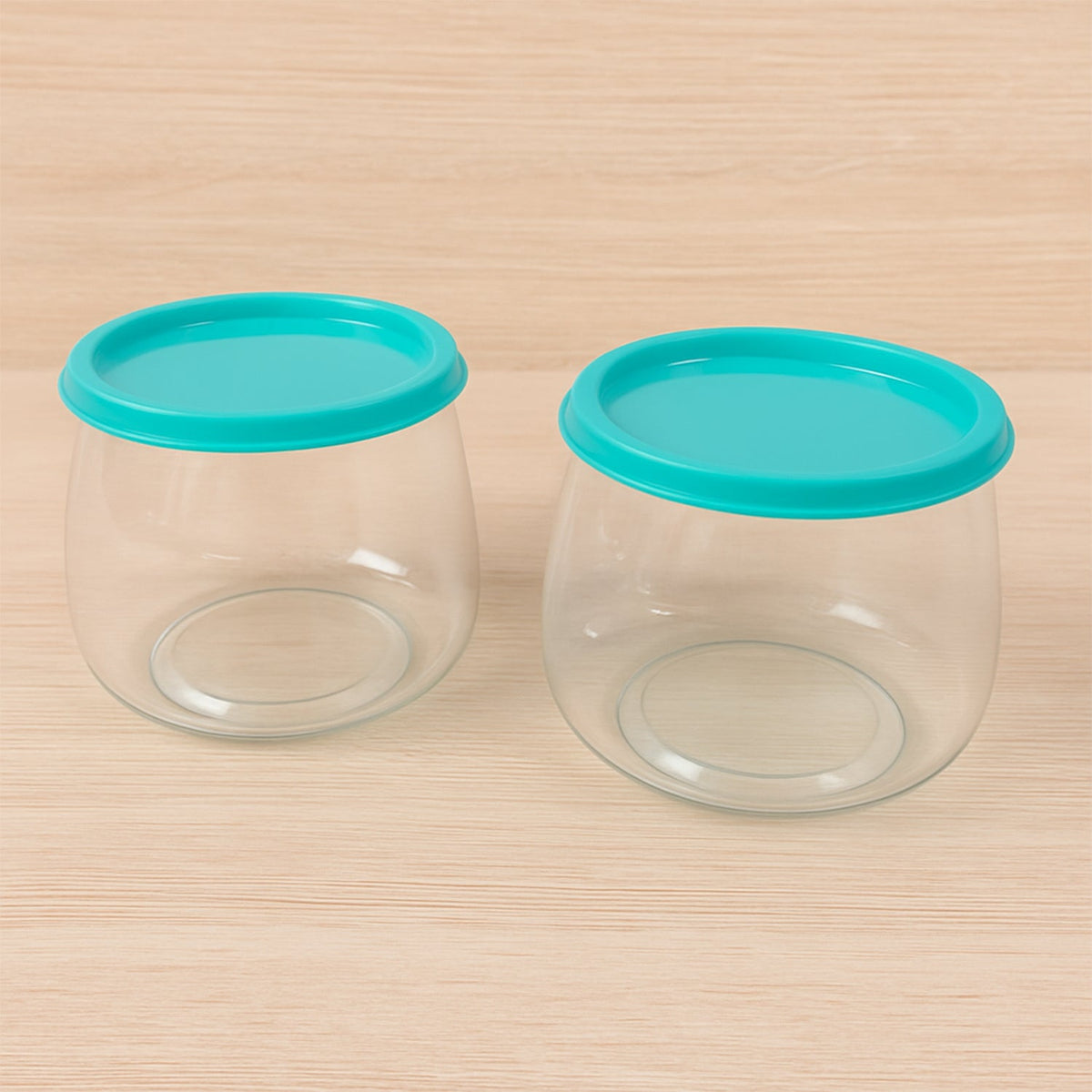 Two BPA-free airtight storage containers with transparent plastic bodies and leakproof lids Main image