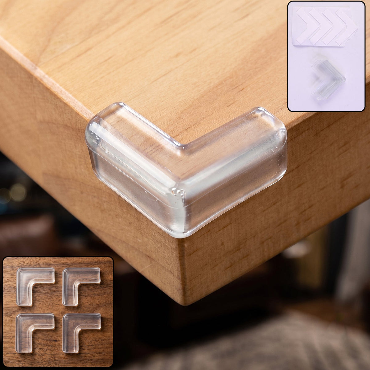 Baby safety corner protector and edge guard in soft silicone for furniture (4 pc set) Main image