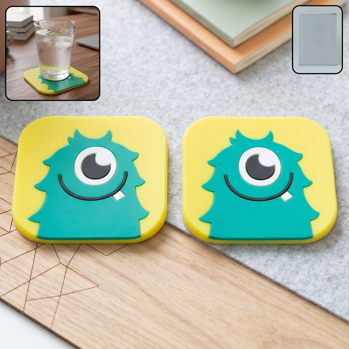 Silicone coaster set monster design Main image