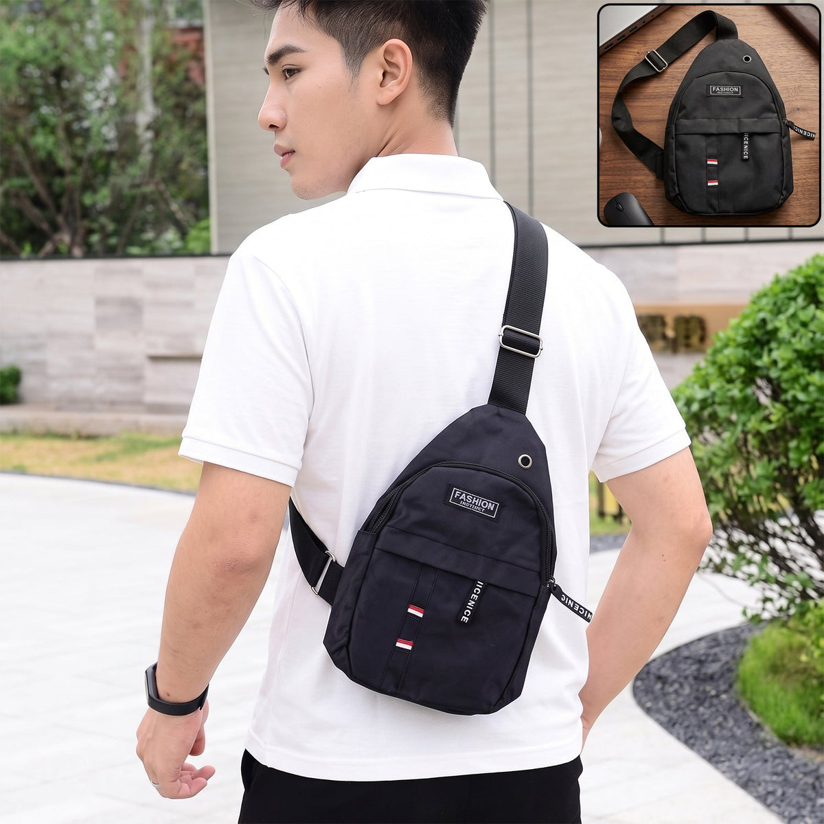 Waterproof USB Charging Sling Bag – Travel & Crossbody | FERVENT Main image