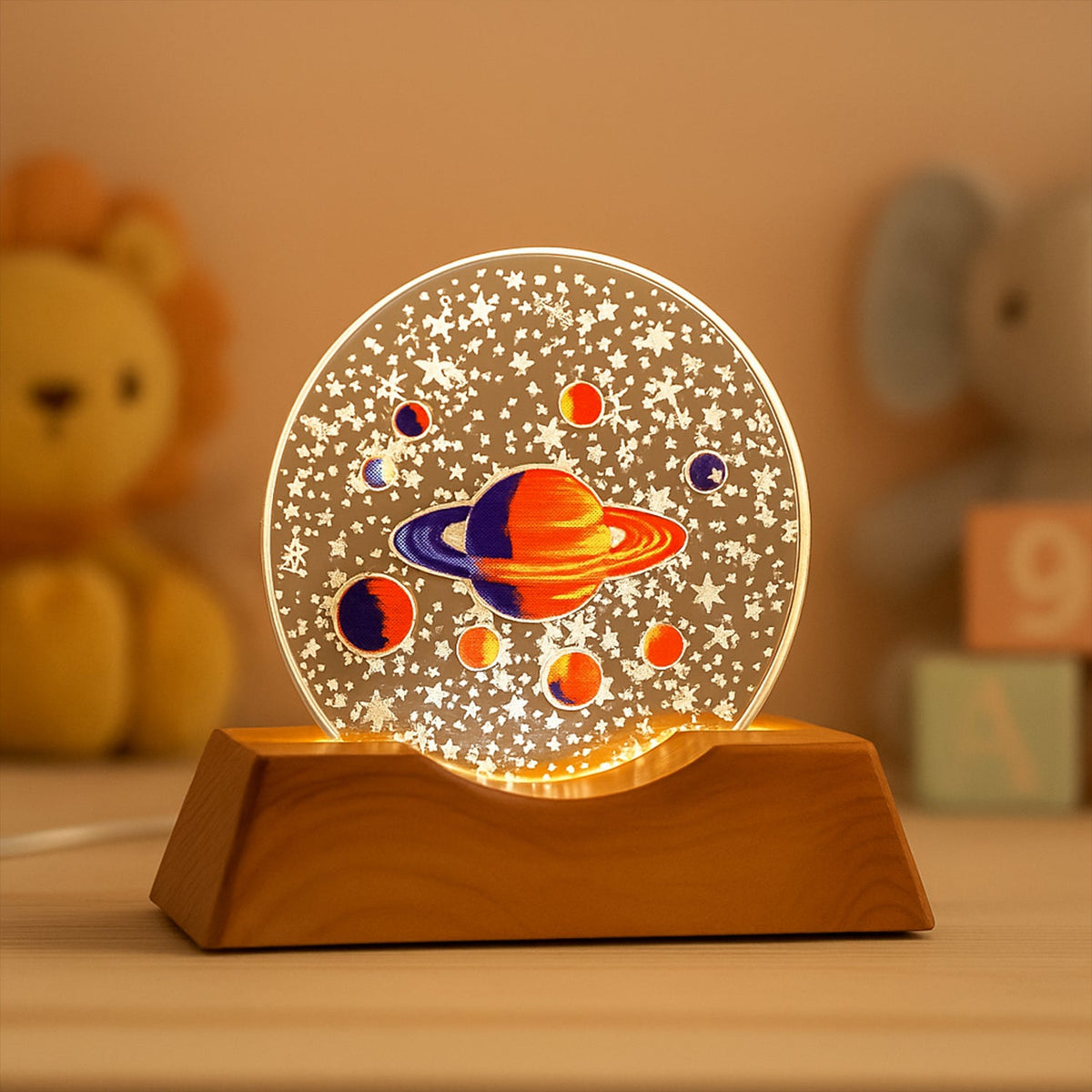 3D visualization lamp with glowing crystal ball night light design Main image