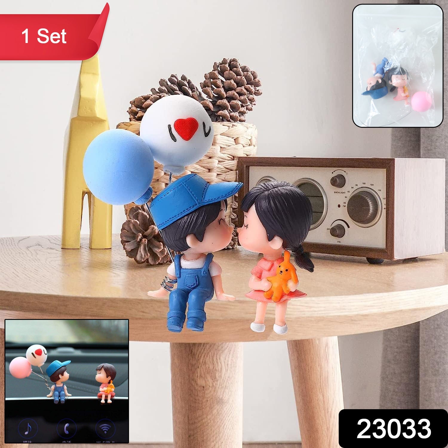 Cute Couple Car Dashboard Figurine – Romantic Mini Showpiece for Car & Home Secondary image