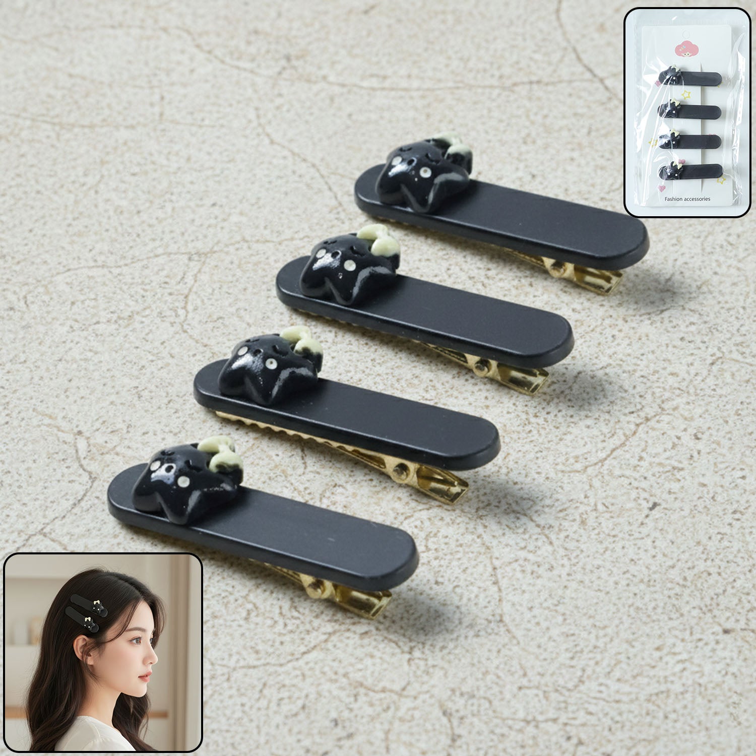 Cute Cat Hair Clips – Premium Matte Finish Set of 4 Secondary image