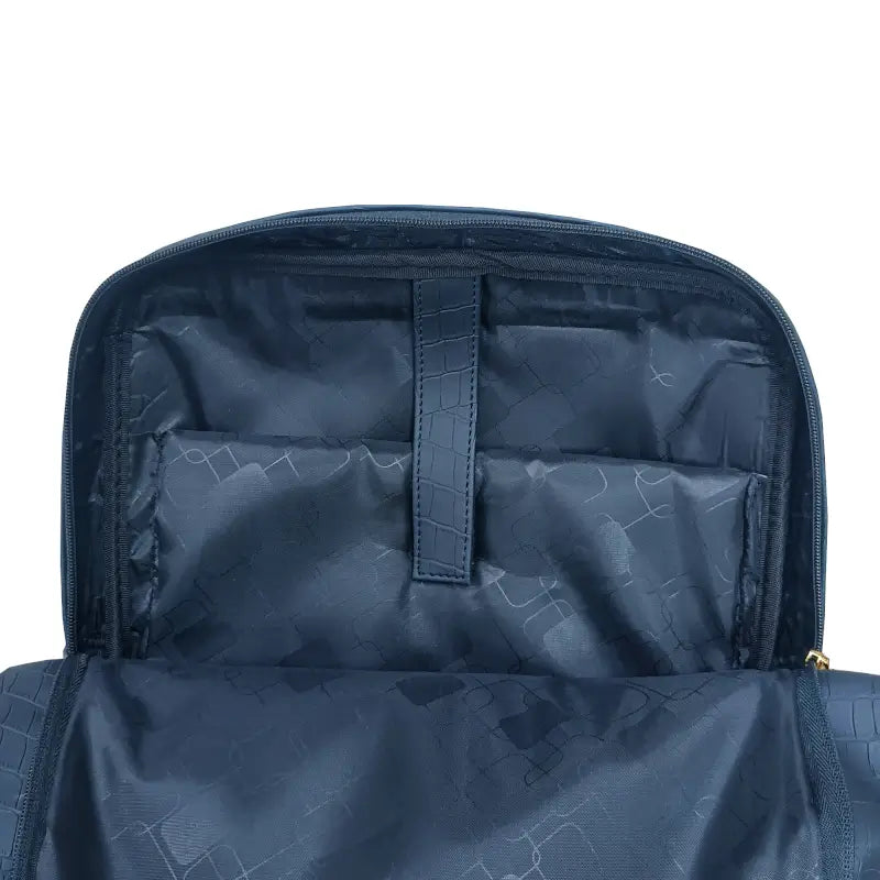 Spacious Navy Blue Vegan Leather Backpack with Multiple Compartments