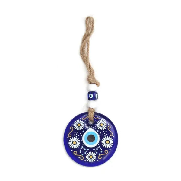 Decorative Evil Eye Wall Hanging Nazar Protector Charm with Beads Blue Glass Design for Home, Office, Car & Entrance Vastu Feng Shui Decorative Ornament