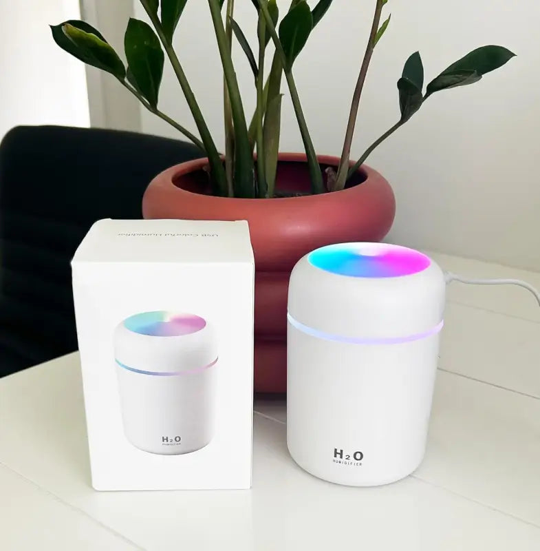 H2O 300ml Ultrasonic Humidifier – Portable Mist Maker with Colorful LED Light for House