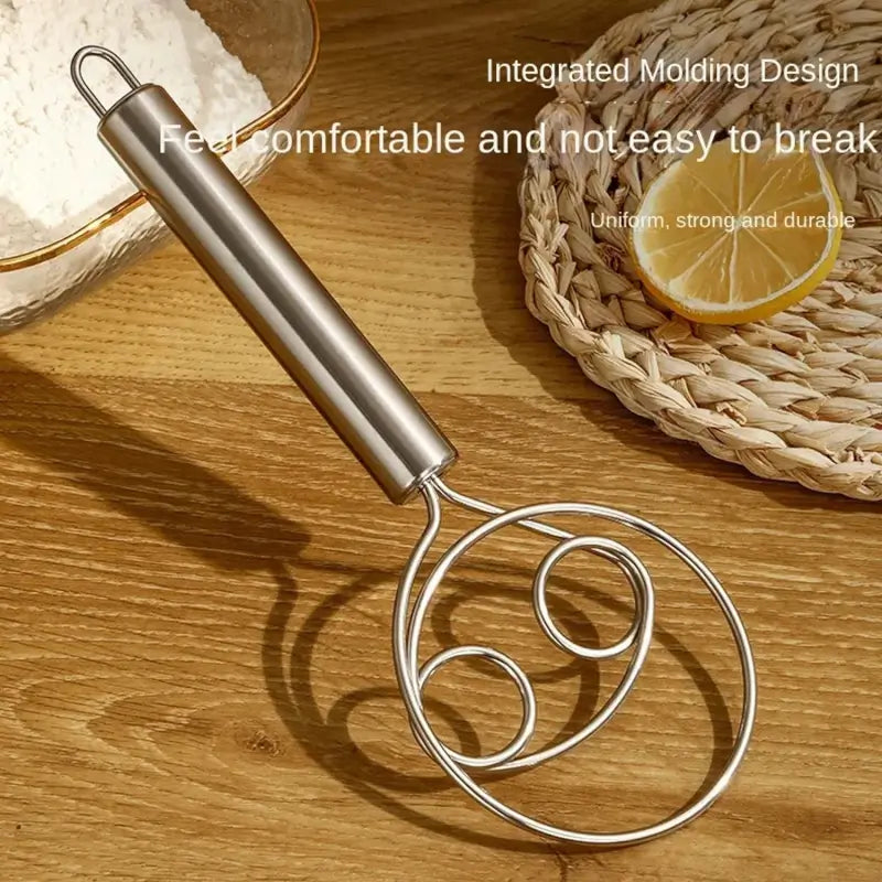 Stainless Steel Dough Whisk Mixer 1 Pc | Danish Dough Blender for Atta, Chapati, Roti, Bread & Pizza Dough | Manual Kitchen Dough Mixer
