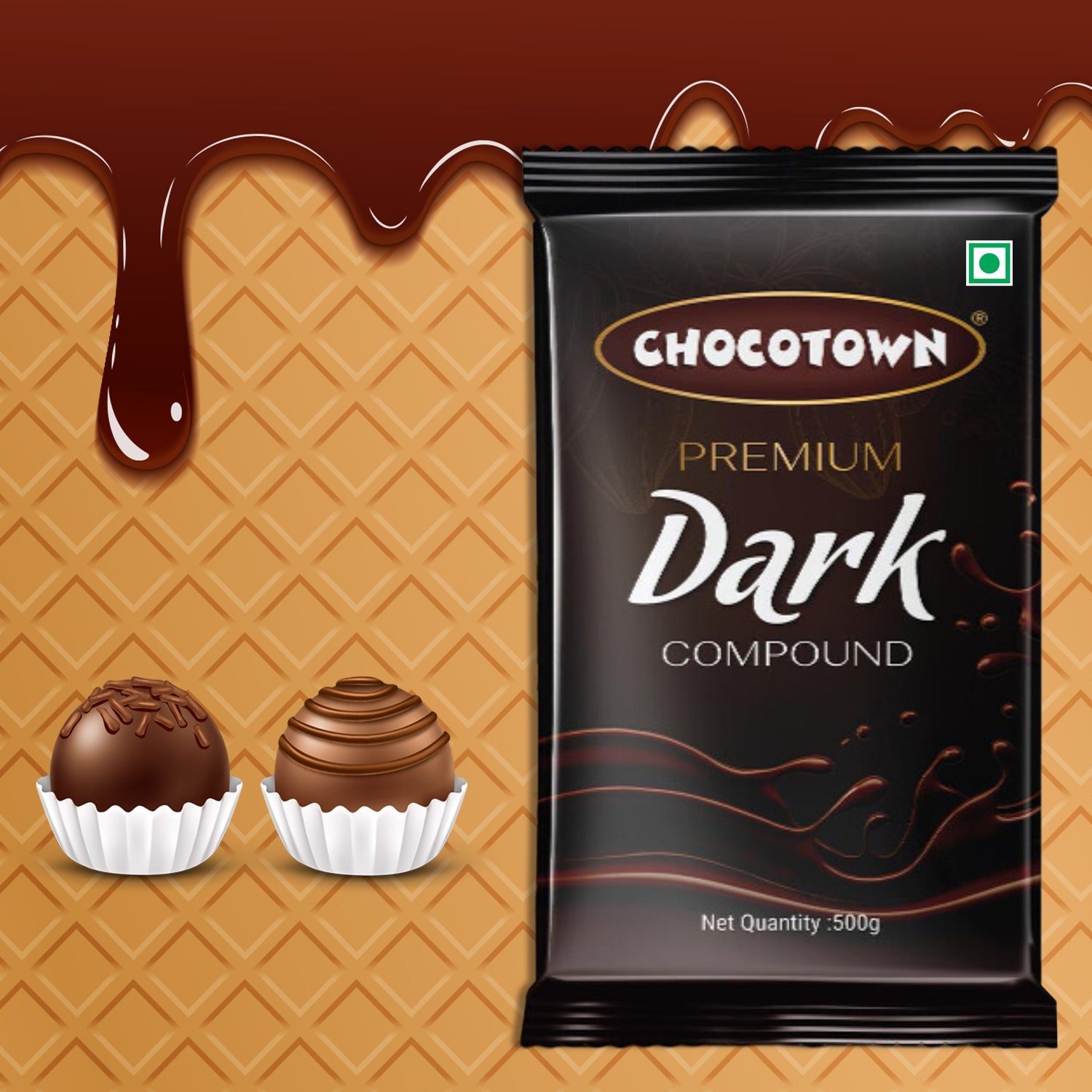 Dark Chocolate Compound – 500gm Baking Slab | Chocotown Secondary image