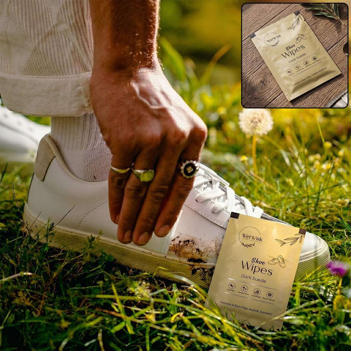 Dark suede shoe cleaning wipe for quick dirt removal Main image