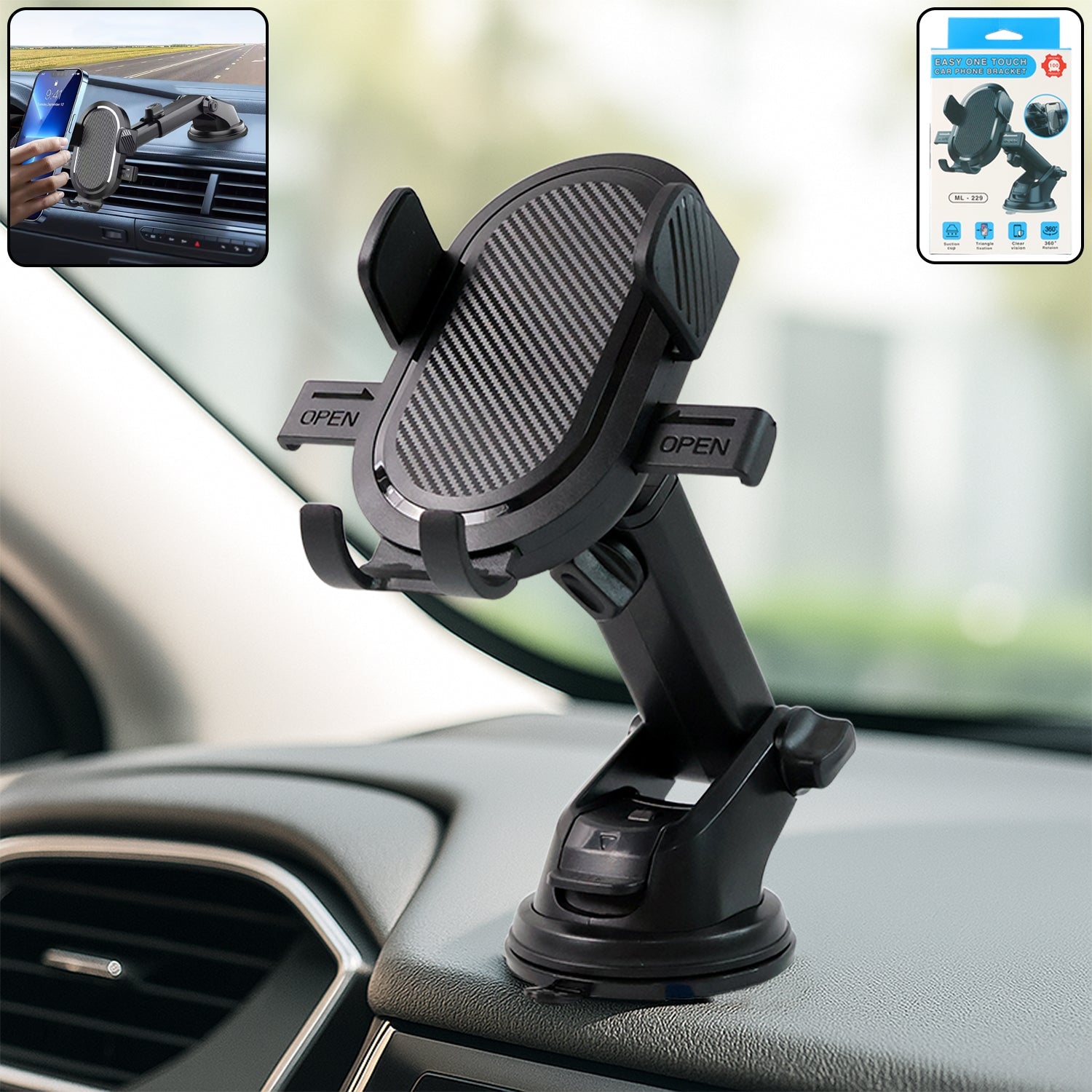 Car Mobile Holder – Adjustable 360° Suction Mount with One-Touch Lock Secondary image