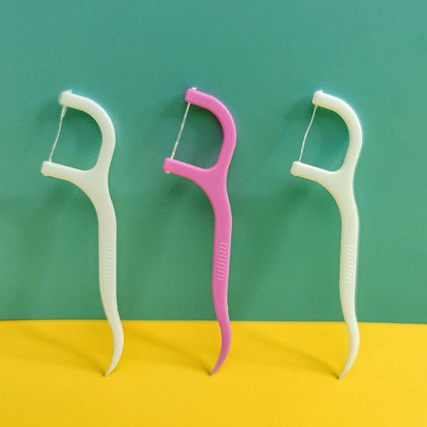Hygienic floss sticks teeth cleaning