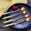 4 Pcs Golden Decorative Spoon Set – Stylish Floral Design Spoons for Kitchen & Dining