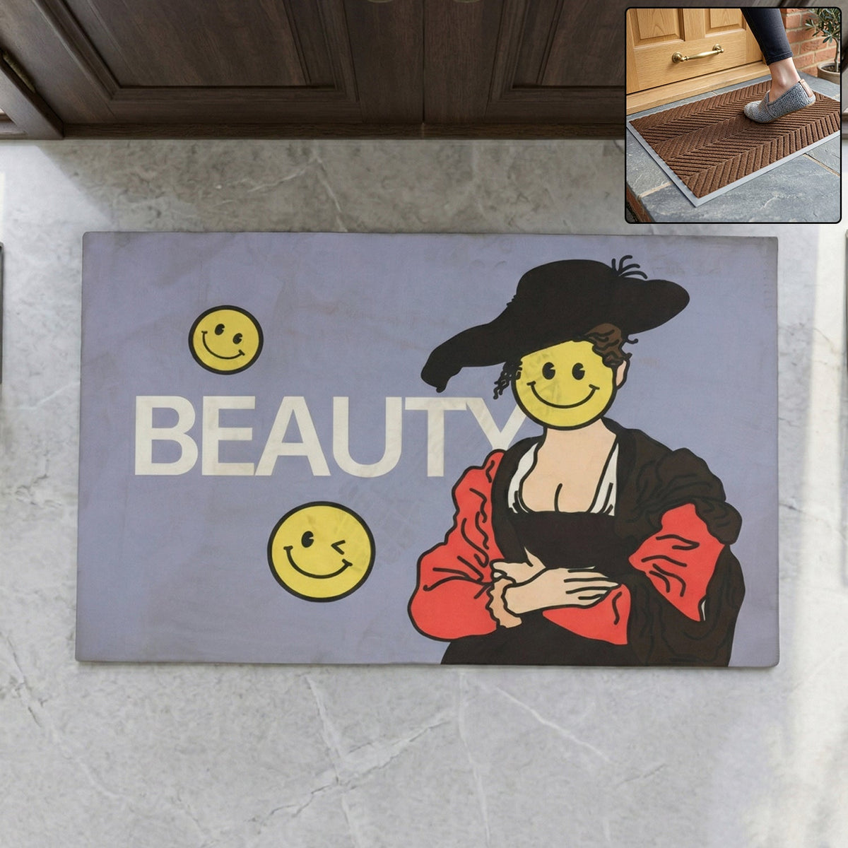 Stylish anti slip door mat with mix design ideal for indoor and outdoor use Main image