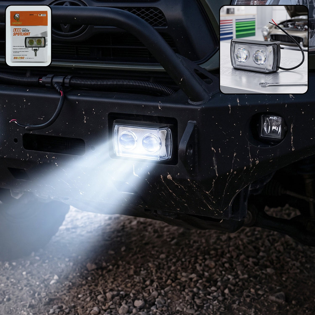3 Mode LED Fog Light – Ultra Mini Dual Lens for Vehicle Safety Main image
