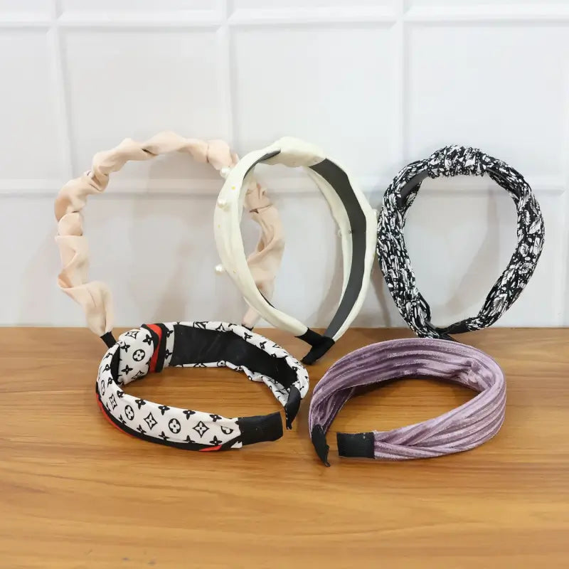 Ribbed Knot Pearl Hairband for Women – Soft Padded Headband for Everyday & Party Wear