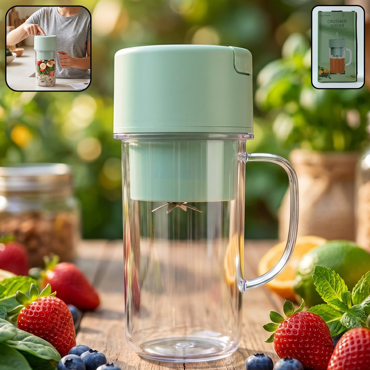 Portable electric juicer mixer grinder with handle for travel Main image
