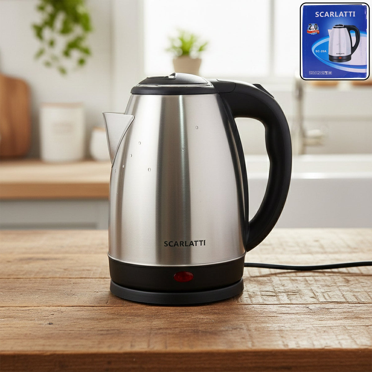 Scarlatti 2L electric kettle with stainless steel finish and fast boiling feature Main image